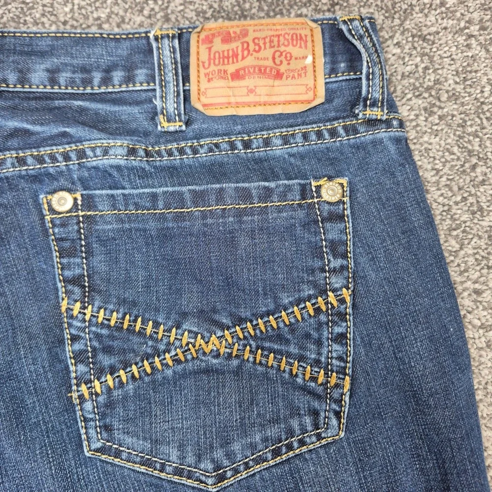 Stetson Jeans Mens 38x32 Blue 1014 Rocker Bootcut Western Denim‎